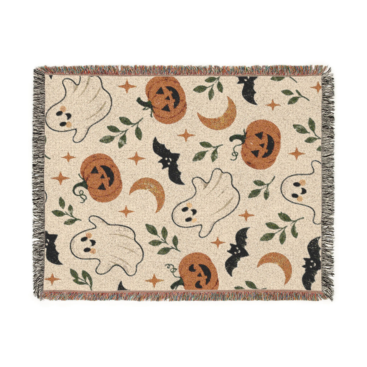 Halloween Ghost & Pumpkin Woven Blanket