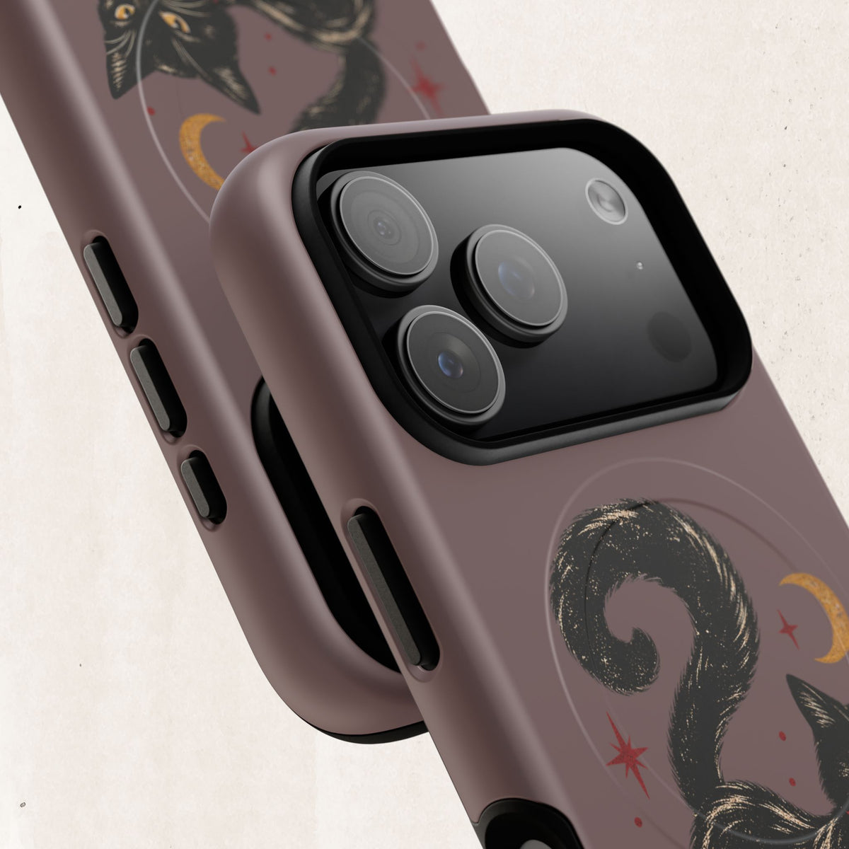 Magnetic Phone Case — Black Cat in Red Boots Design