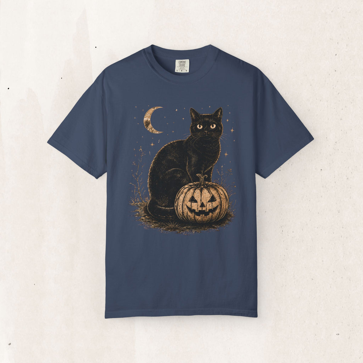 Halloween Black Cat & Pumpkin Tee