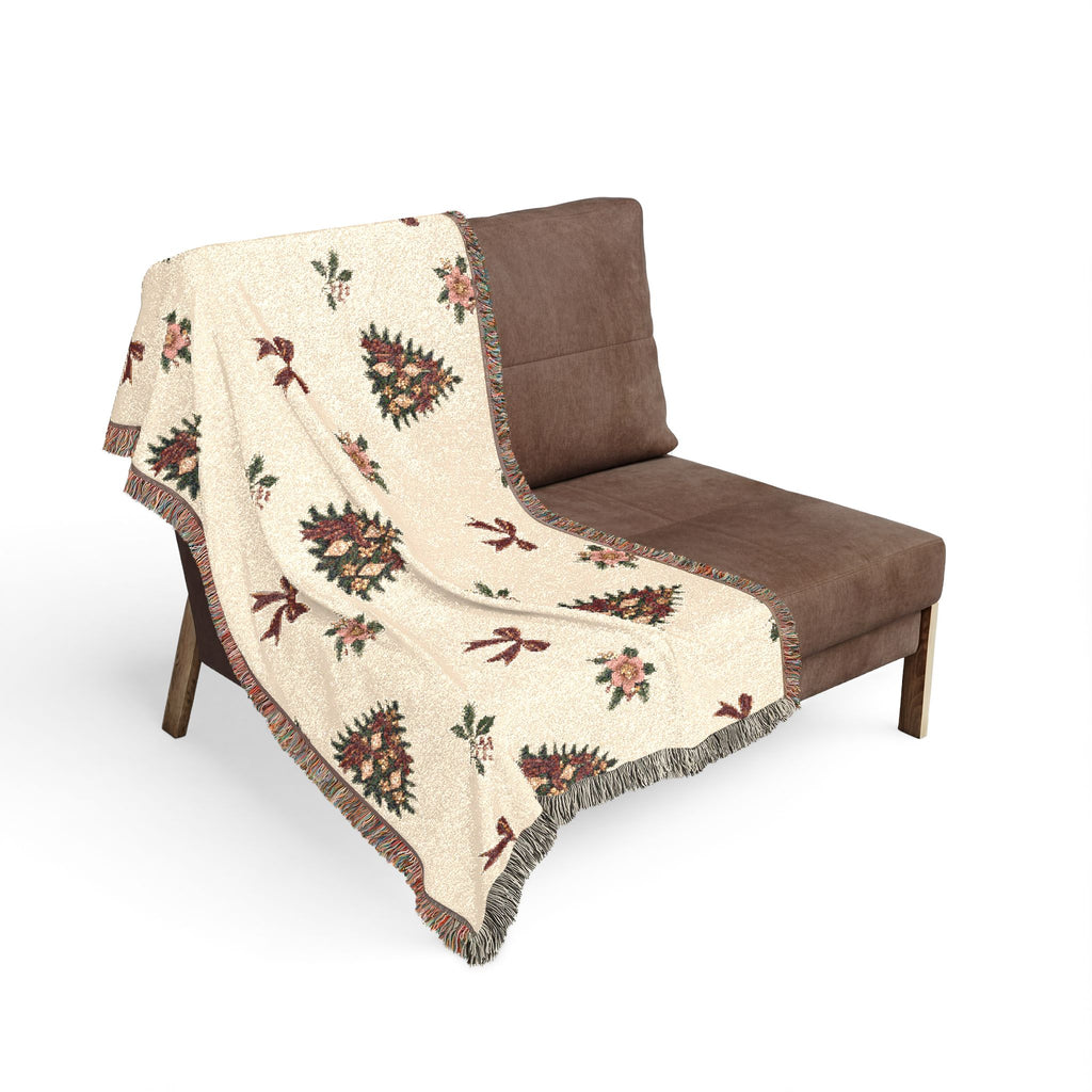 Vintage Christmas Tree Woven Blanket Printify