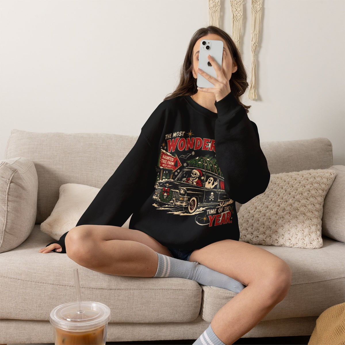 The Most Wonderful Time of the Year Sweatshirt, Vintage Christmas Car Crewneck