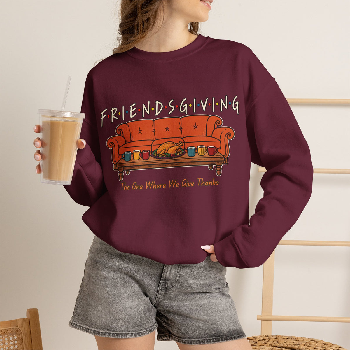 Friendsgiving: The One Where We Give Thanks Crewneck Sweatshirt Printify