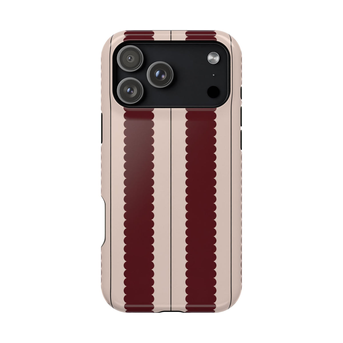 Burgundy Scallop Stripe Magnetic Phone Case, alternate view