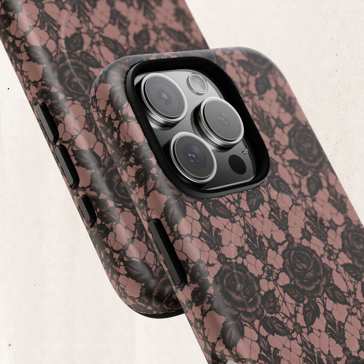 Vintage Black Lace Rose Pattern Phone Case