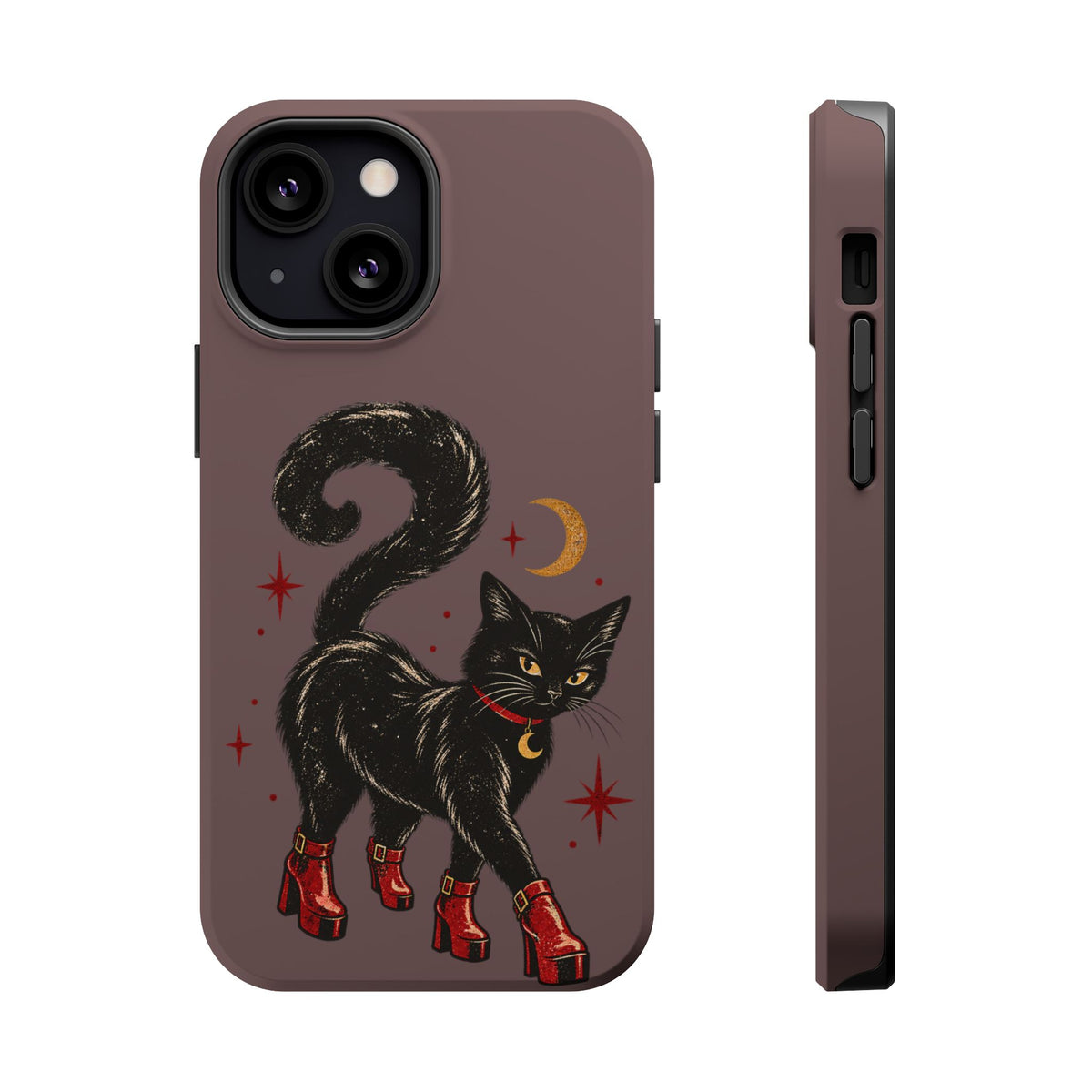 Black Cat in Red Boots MagSafe Phone Case, alternate view