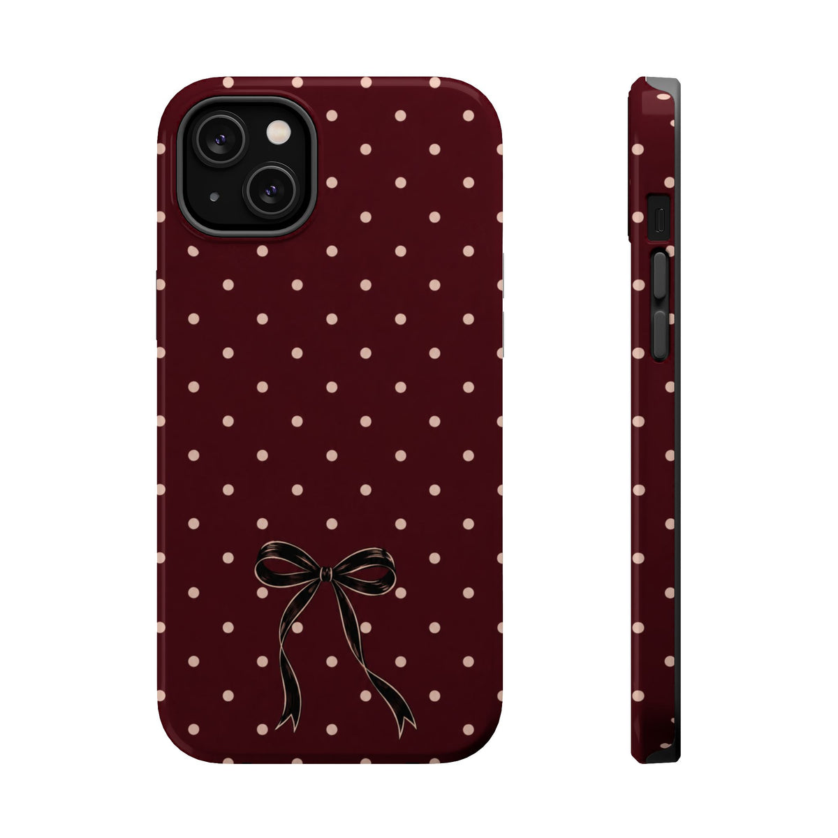 Burgundy Polka Dot Magnetic Phone Case, alternate view