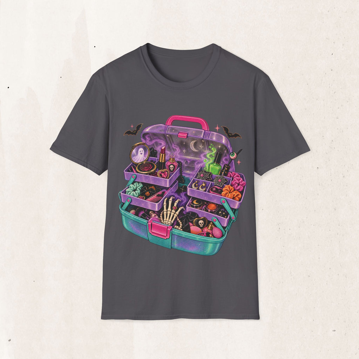 Witchy Makeup Case T‑Shirt — Spooky CABOODLE Kit Graphic Tee