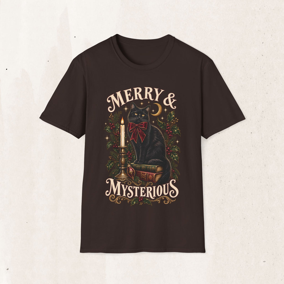 Merry & Mysterious Black Cat Christmas Tee