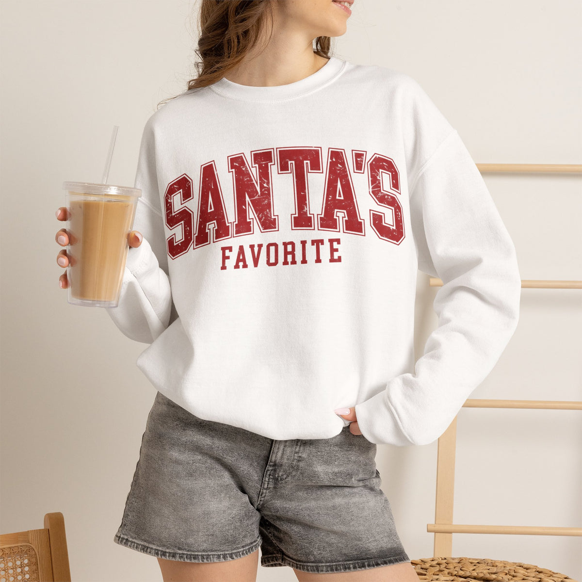 Santa's Favorite varsity Christmas sweatshirt