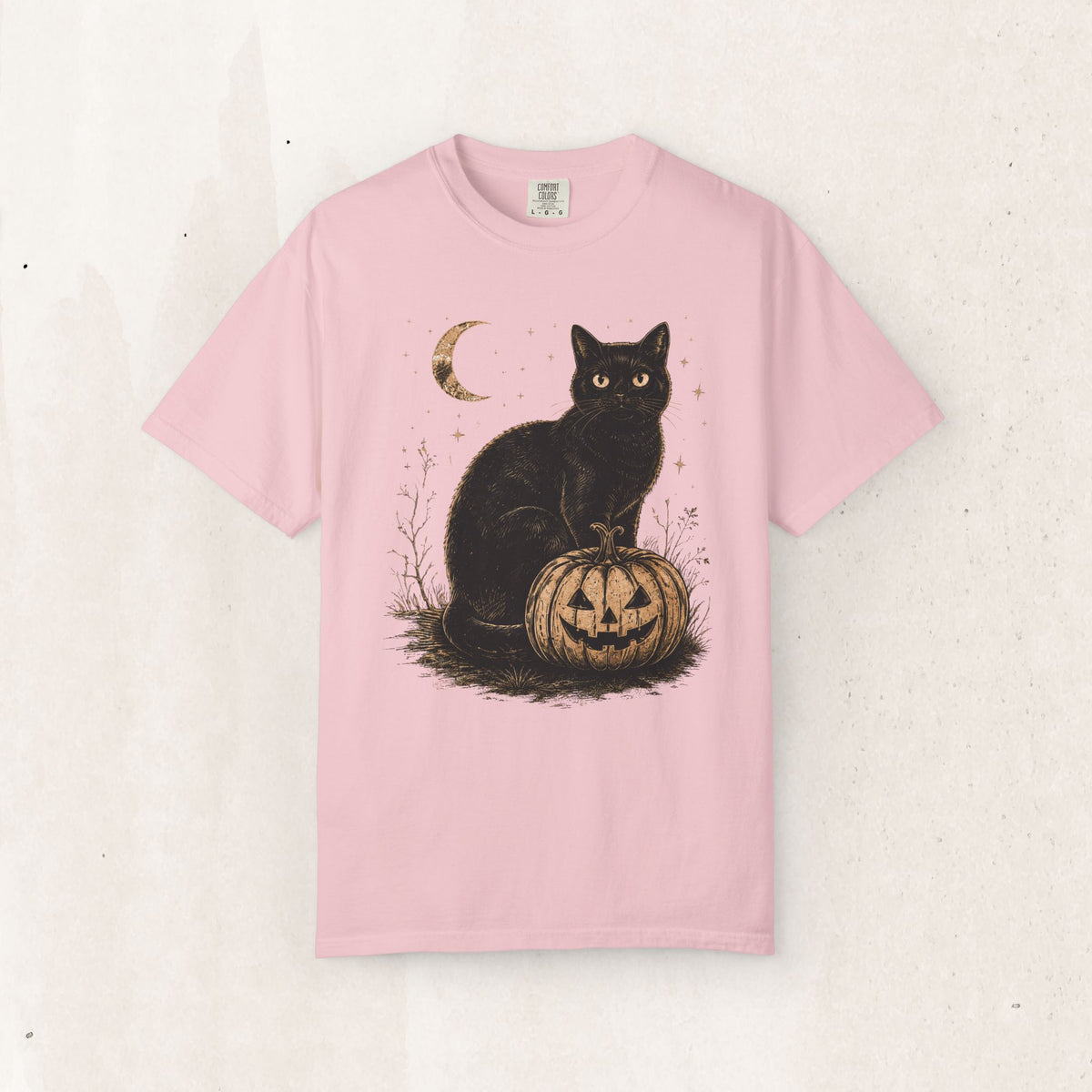 Halloween Black Cat & Pumpkin Tee