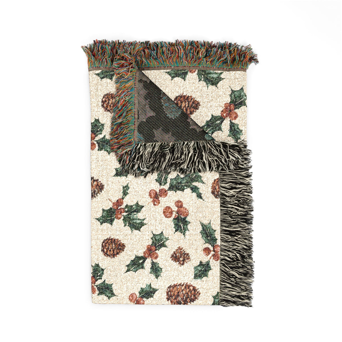 Pinecone & Holly Woven Blanket
