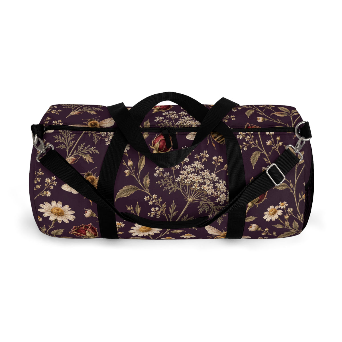 Vintage Floral Duffel Bag – Double-Zip Weekender With Padded Strap