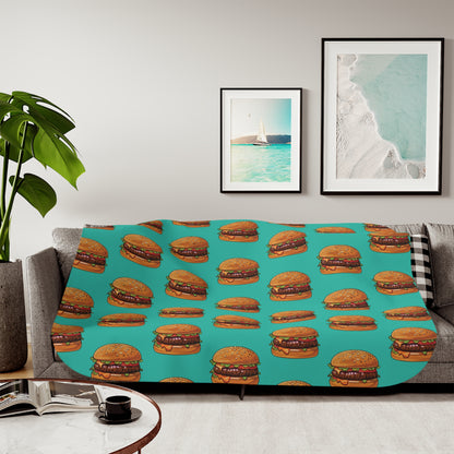 Burger Pattern Sherpa Blanket