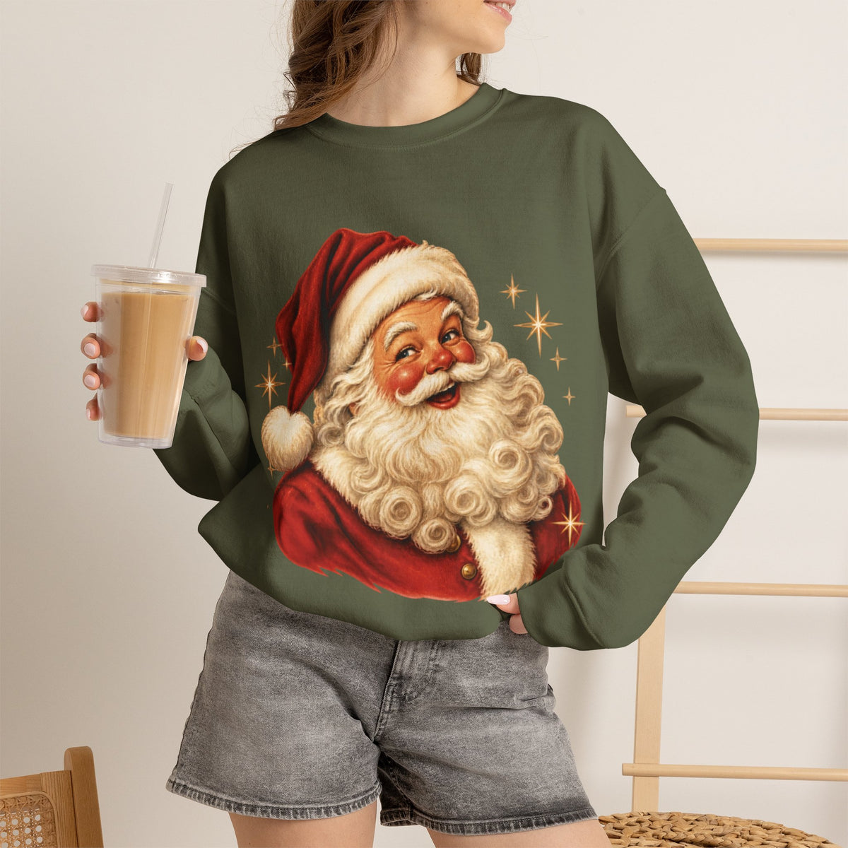Vintage Santa Claus Crewneck Sweatshirt Printify