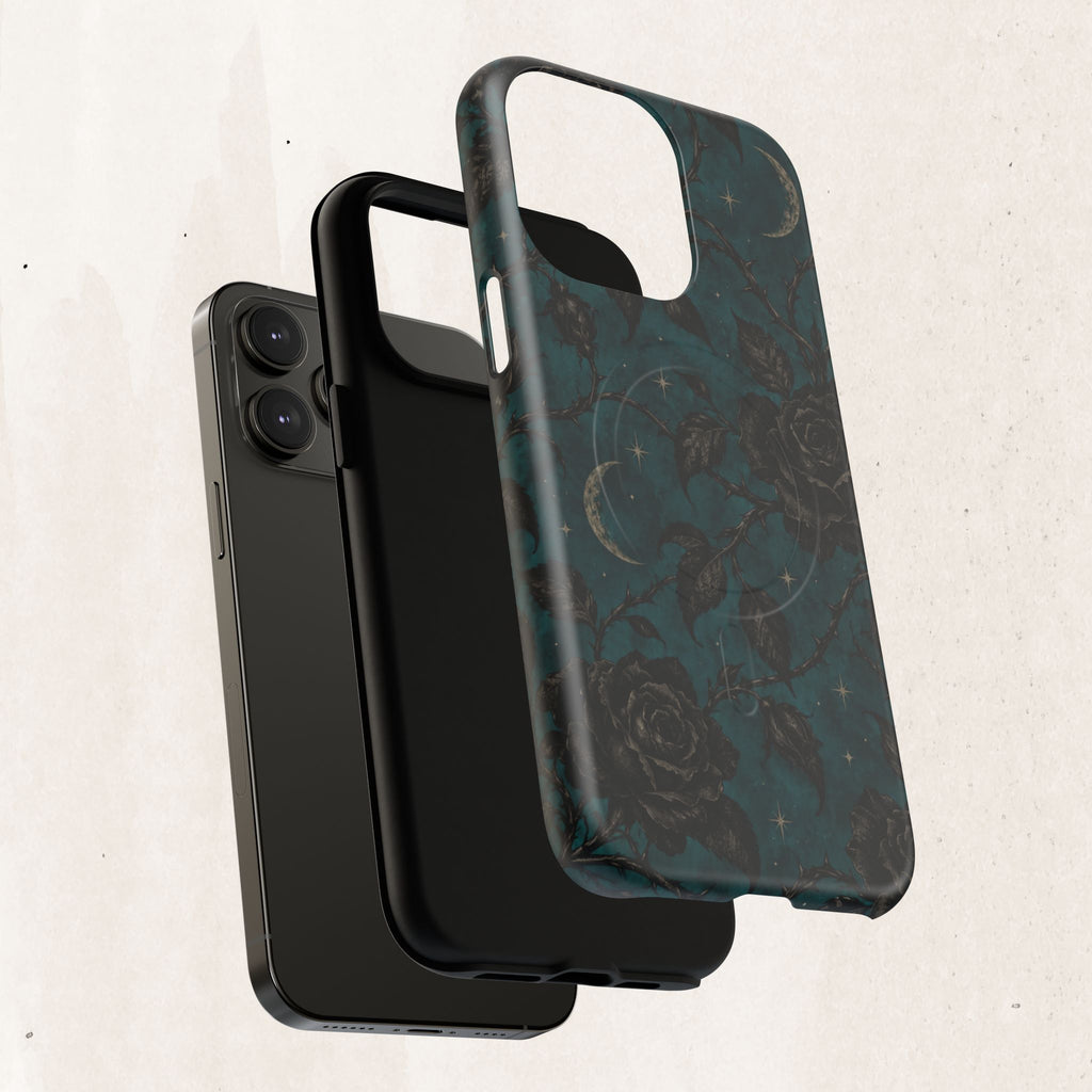 Teal Moon & Black Rose Tough Protective Case
