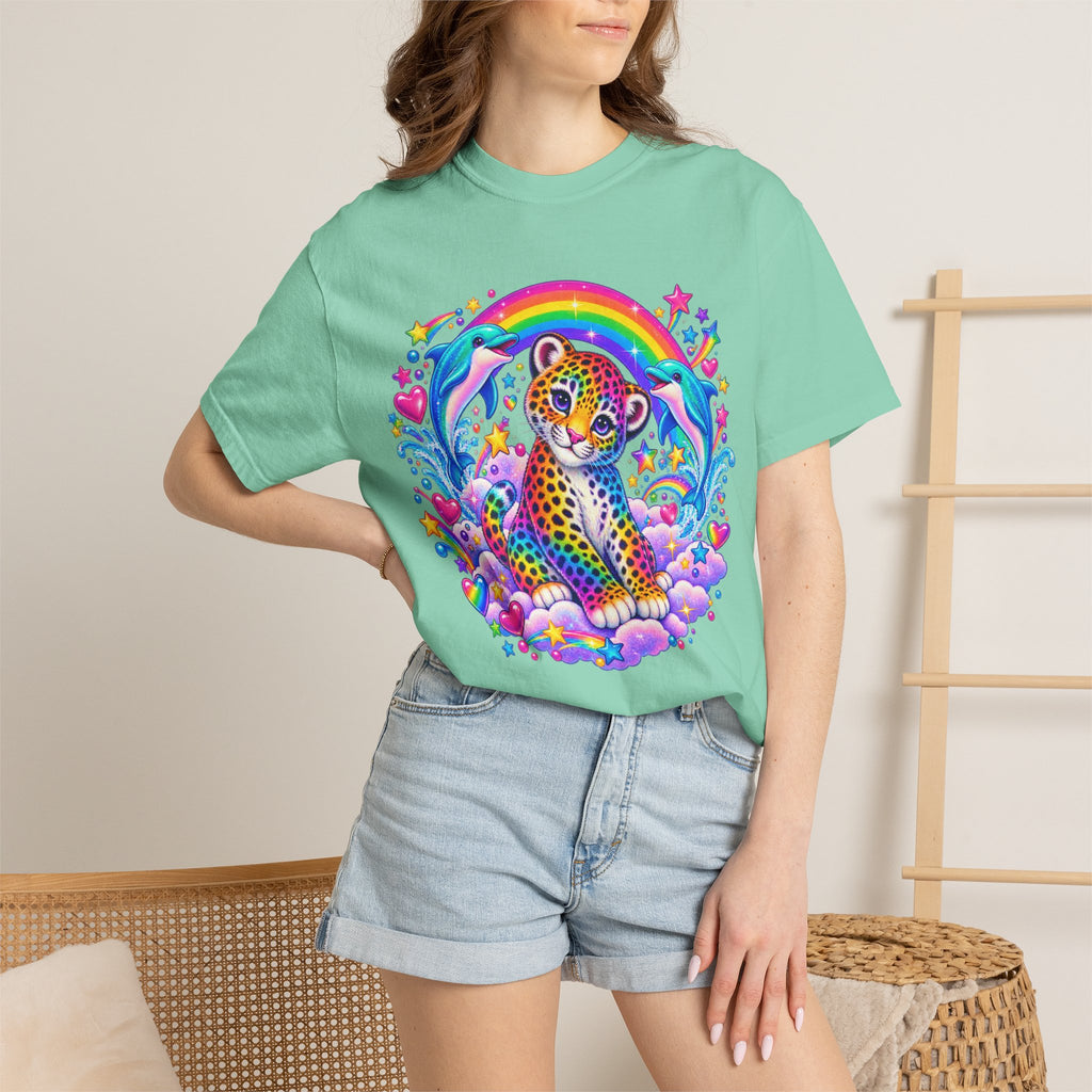 Lisa Frank Inspired Leopard Rainbow Tee