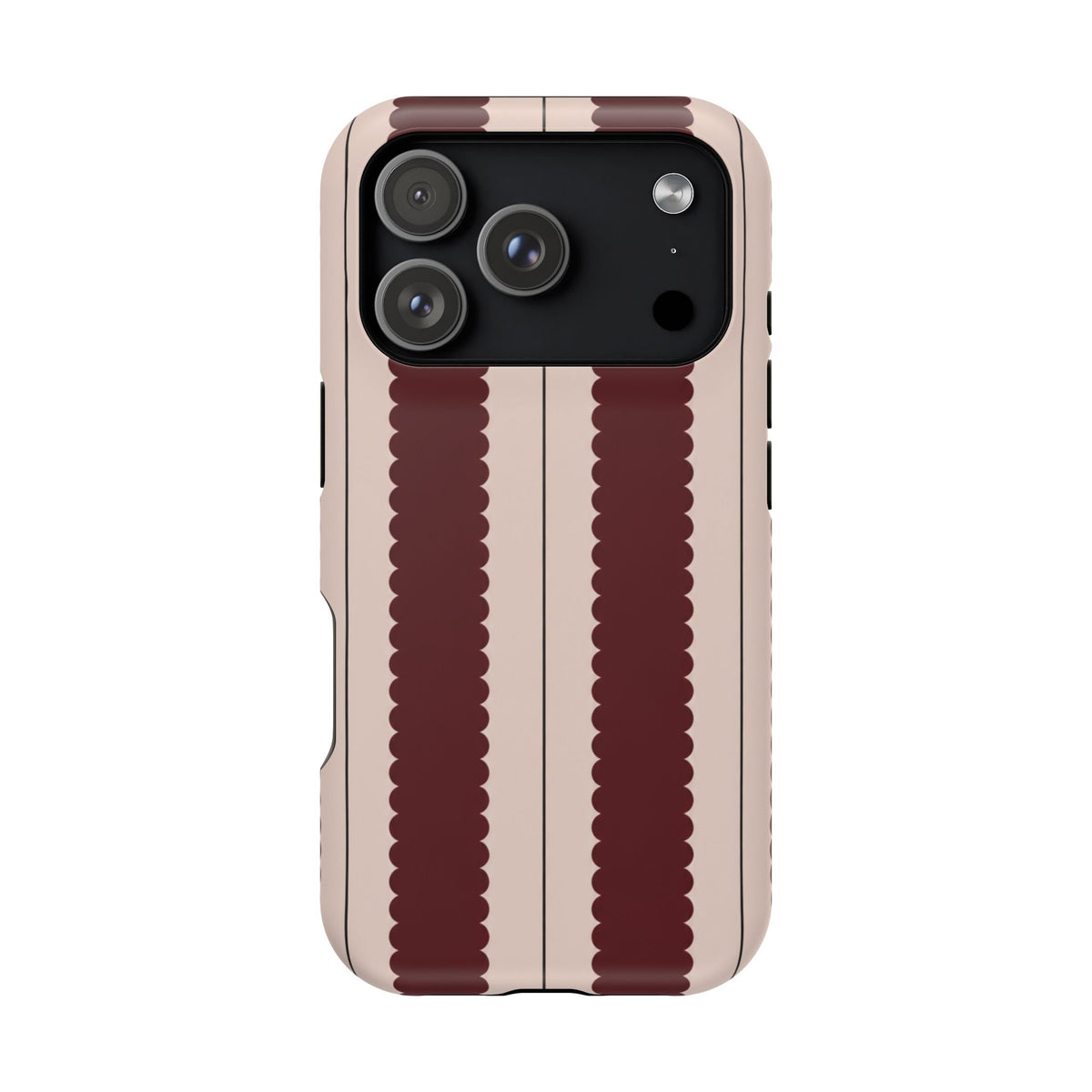 Burgundy Scallop Stripe Magnetic Phone Case, alternate view