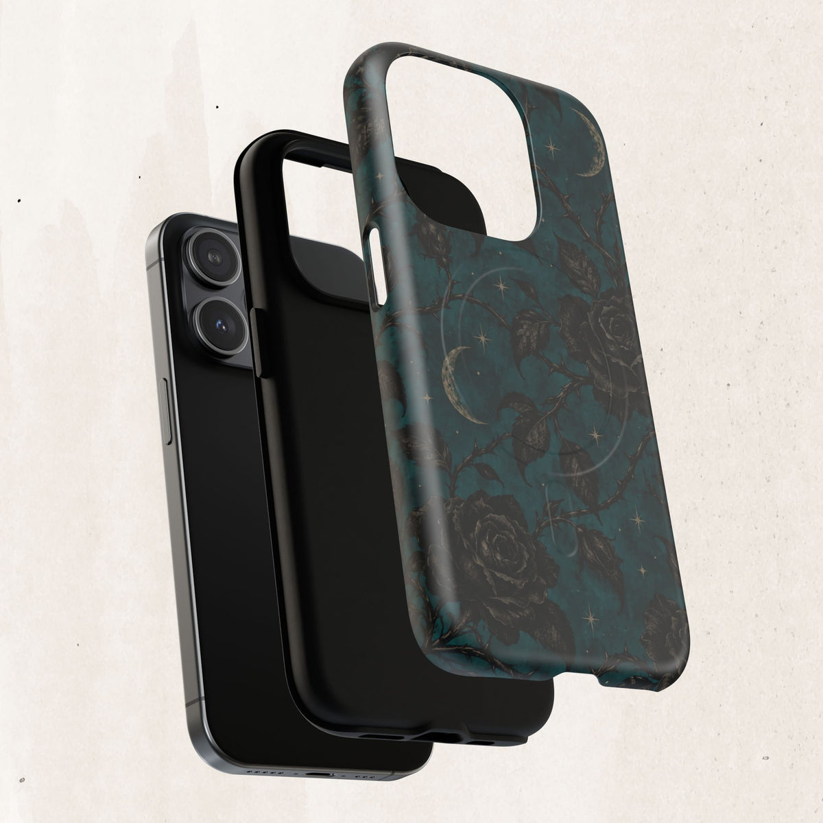 Teal Moon & Black Rose Tough Protective Case