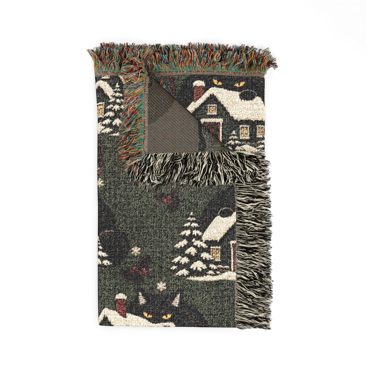 Christmas Yule Cat Woven Blanket, alternate view