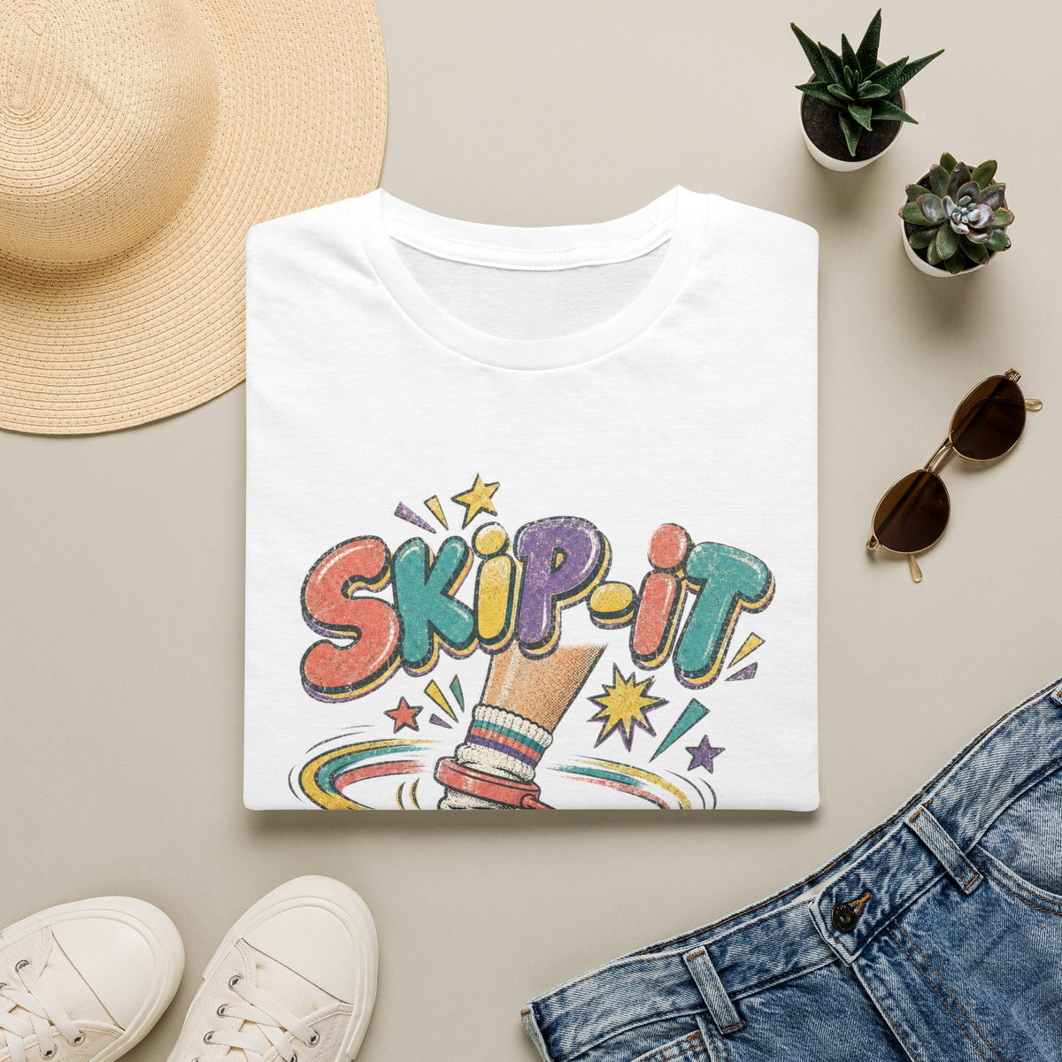 Skip-It Retro Graphic Tee in Charcoal, alternate view