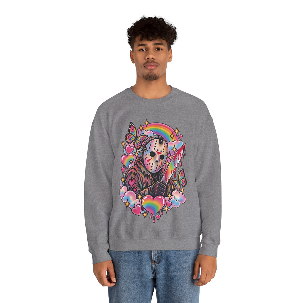 Jason Mask Rainbow Horror Crewneck Sweatshirt
