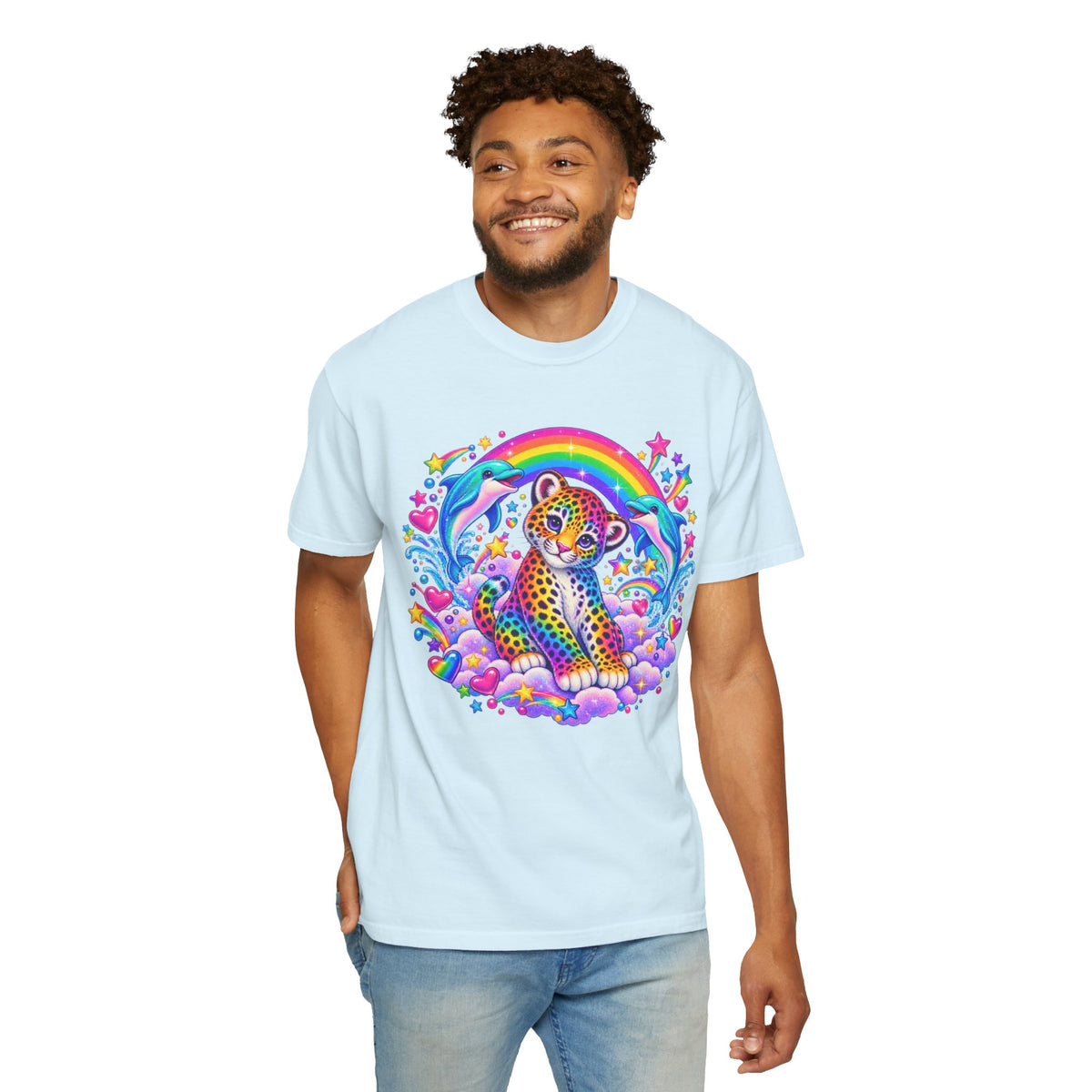 Lisa Frank Inspired Leopard Rainbow Tee
