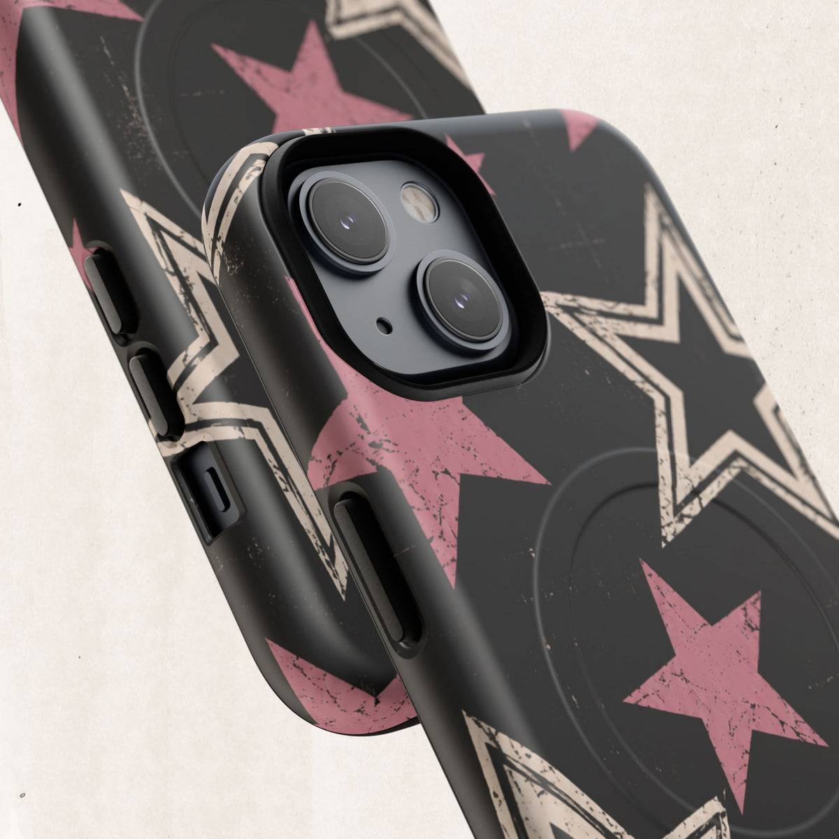 Magnetic Phone Case — Pink Retro Stars Tough Protective Cover Printify