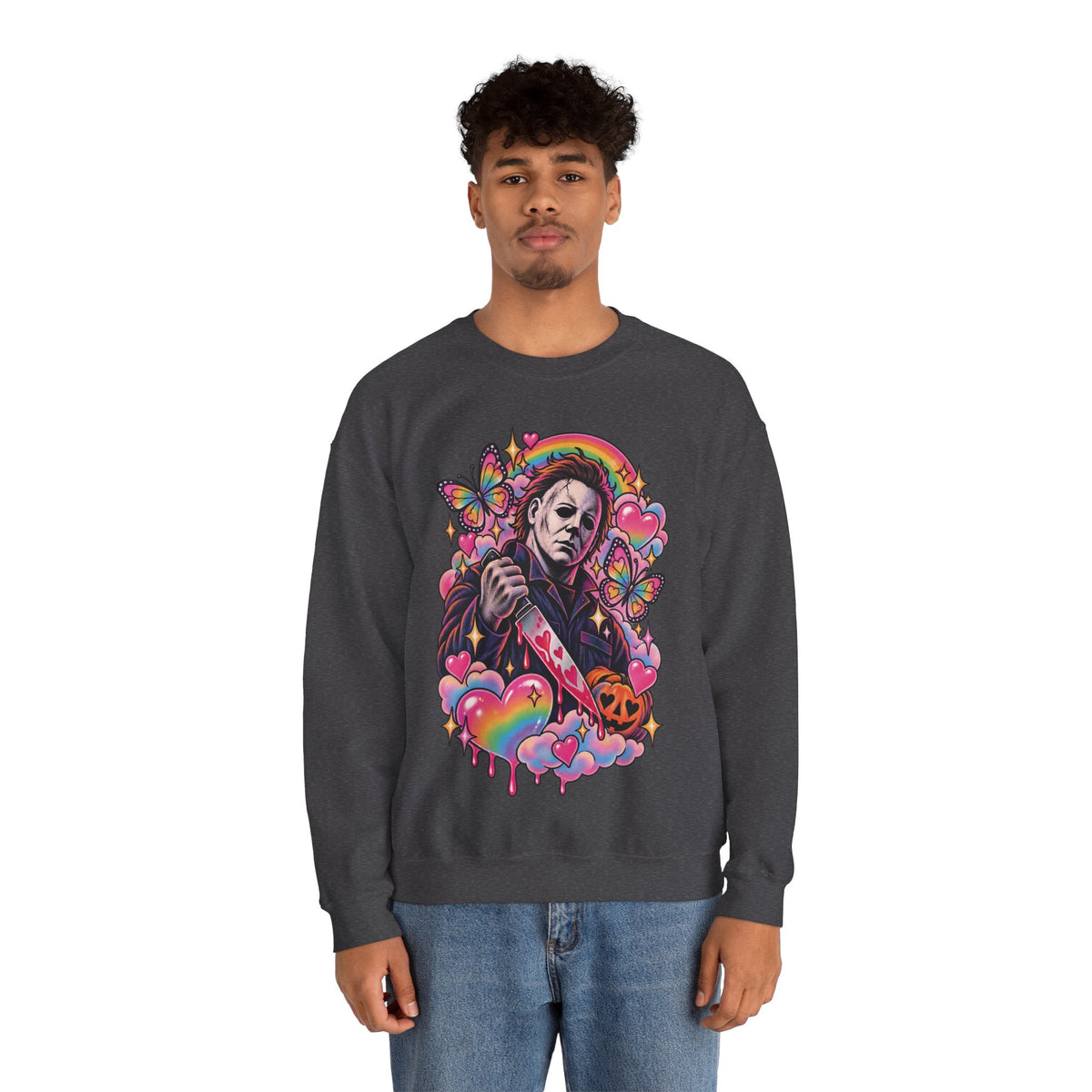 Colorful Michael Myers Horror Heart Crewneck