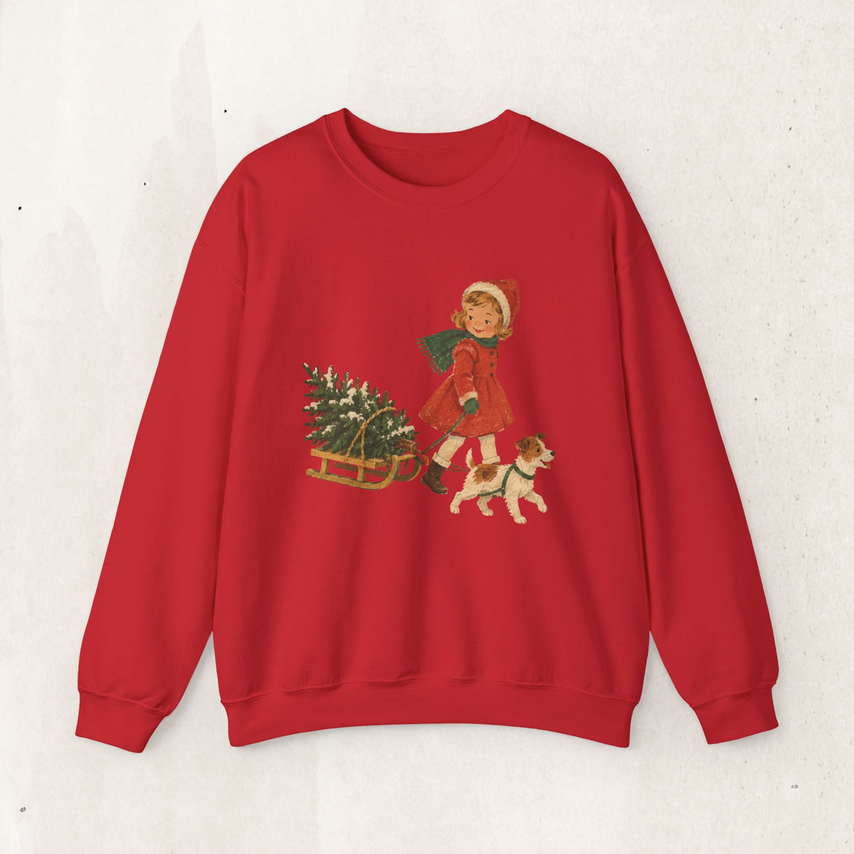 Vintage Christmas Girl and Puppy sweatshirt