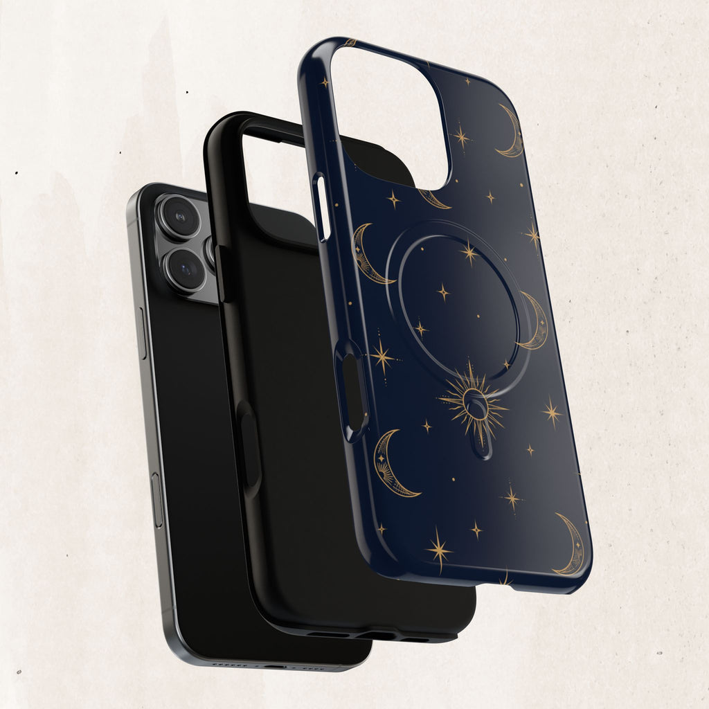 Magnetic Phone Case — Celestial Moon & Stars Tough Protective Cover