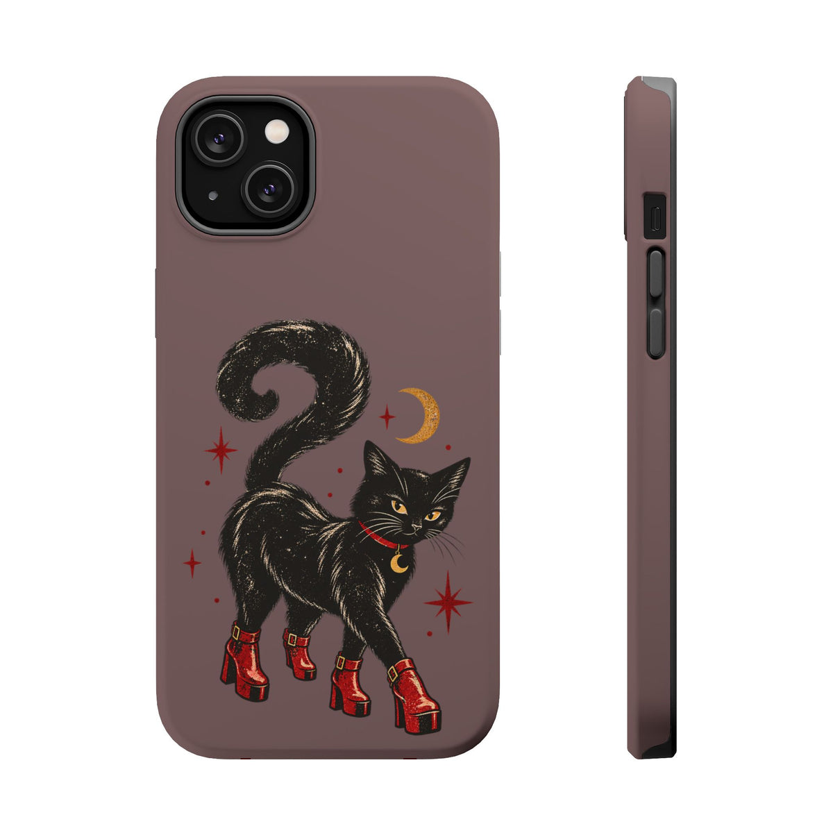Black Cat in Red Boots MagSafe Phone Case, alternate view