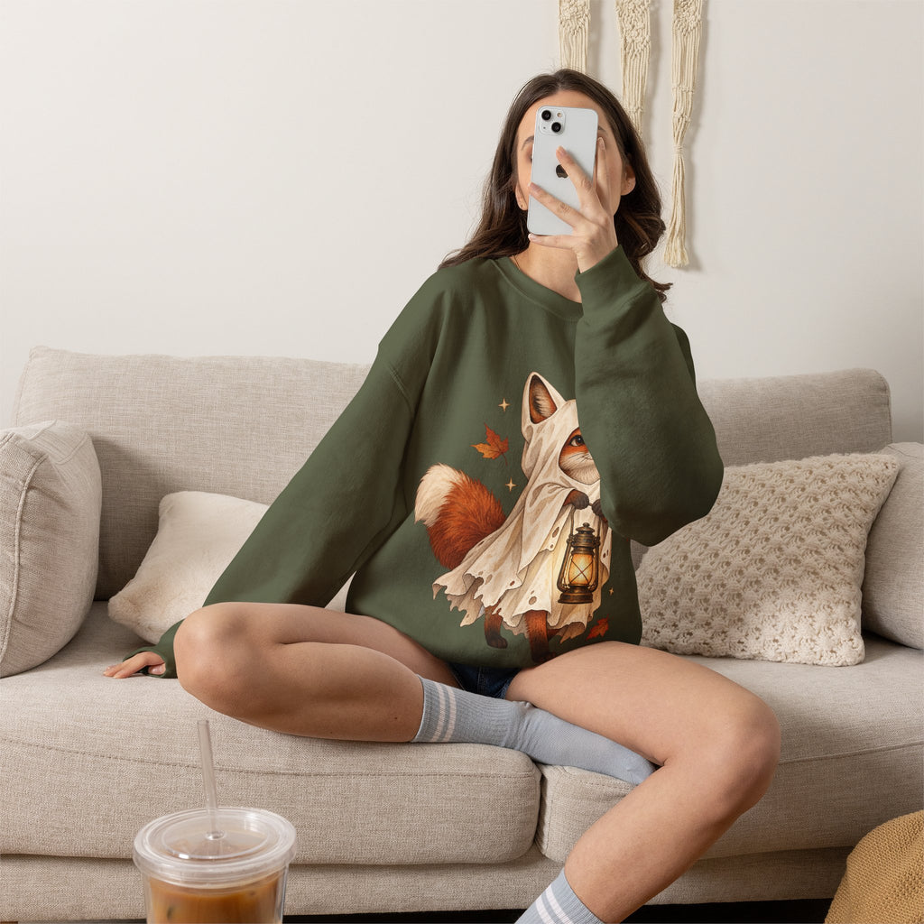 Autumn Lantern Fox Crewneck Sweatshirt