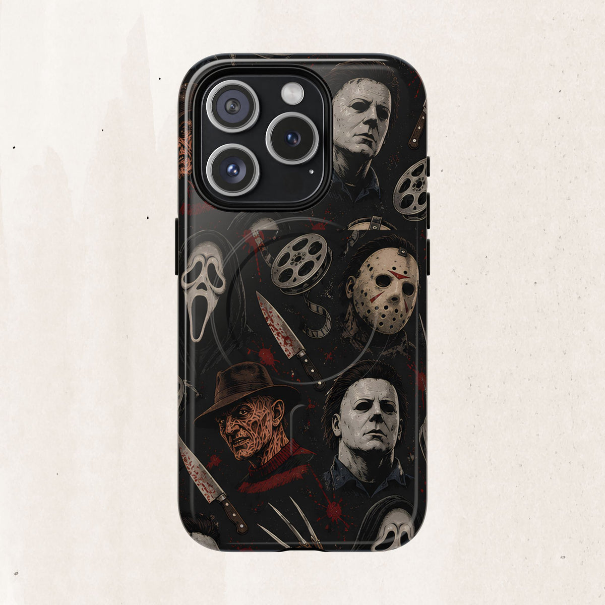 Horror Icons Magnetic Phone Case — Michael Myers, Freddy & Ghost Face Design