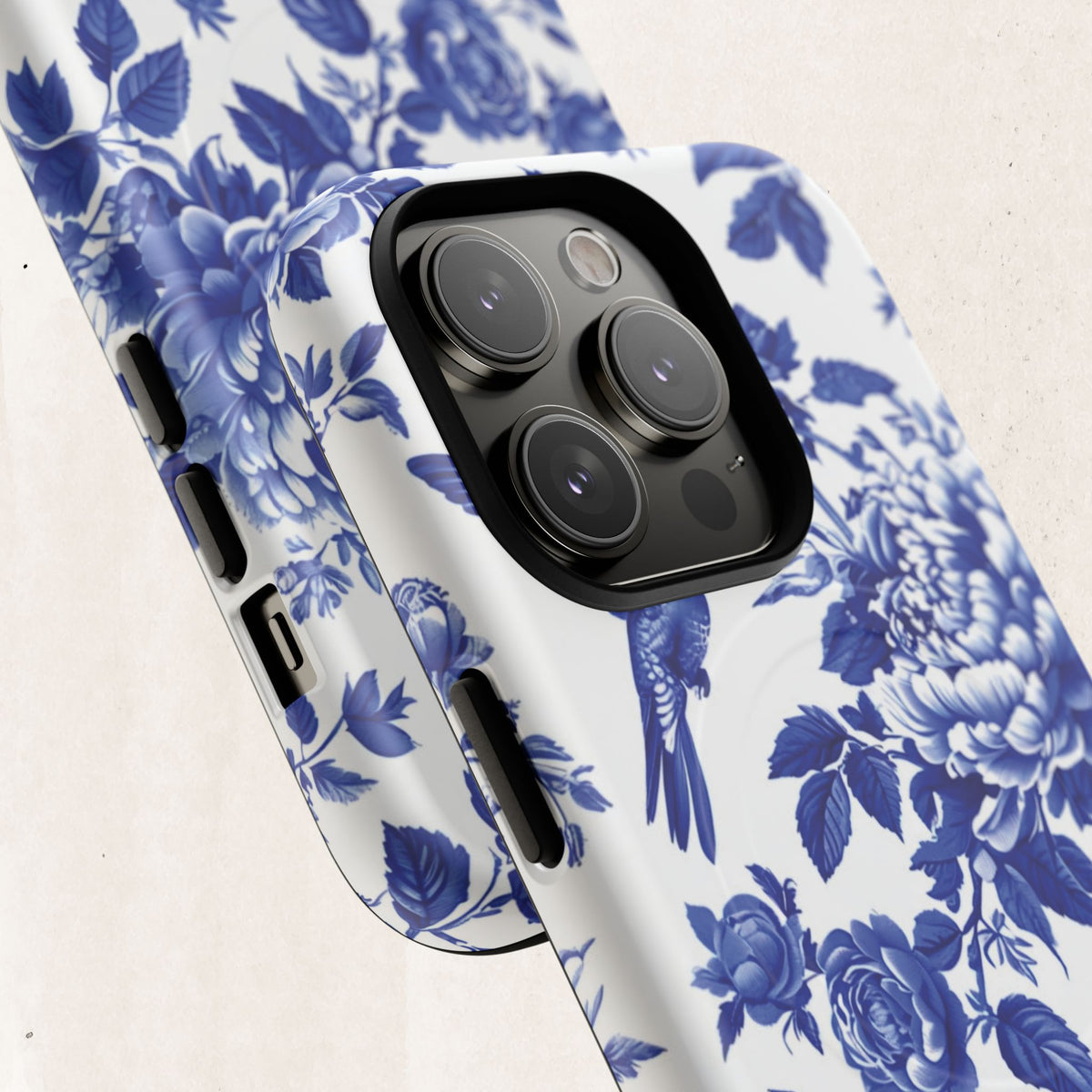 Blue Floral Bird Tough Magnetic Phone Case