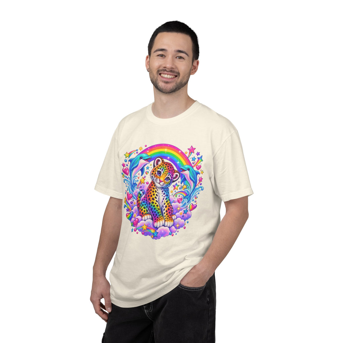 Lisa Frank Inspired Leopard Rainbow Tee