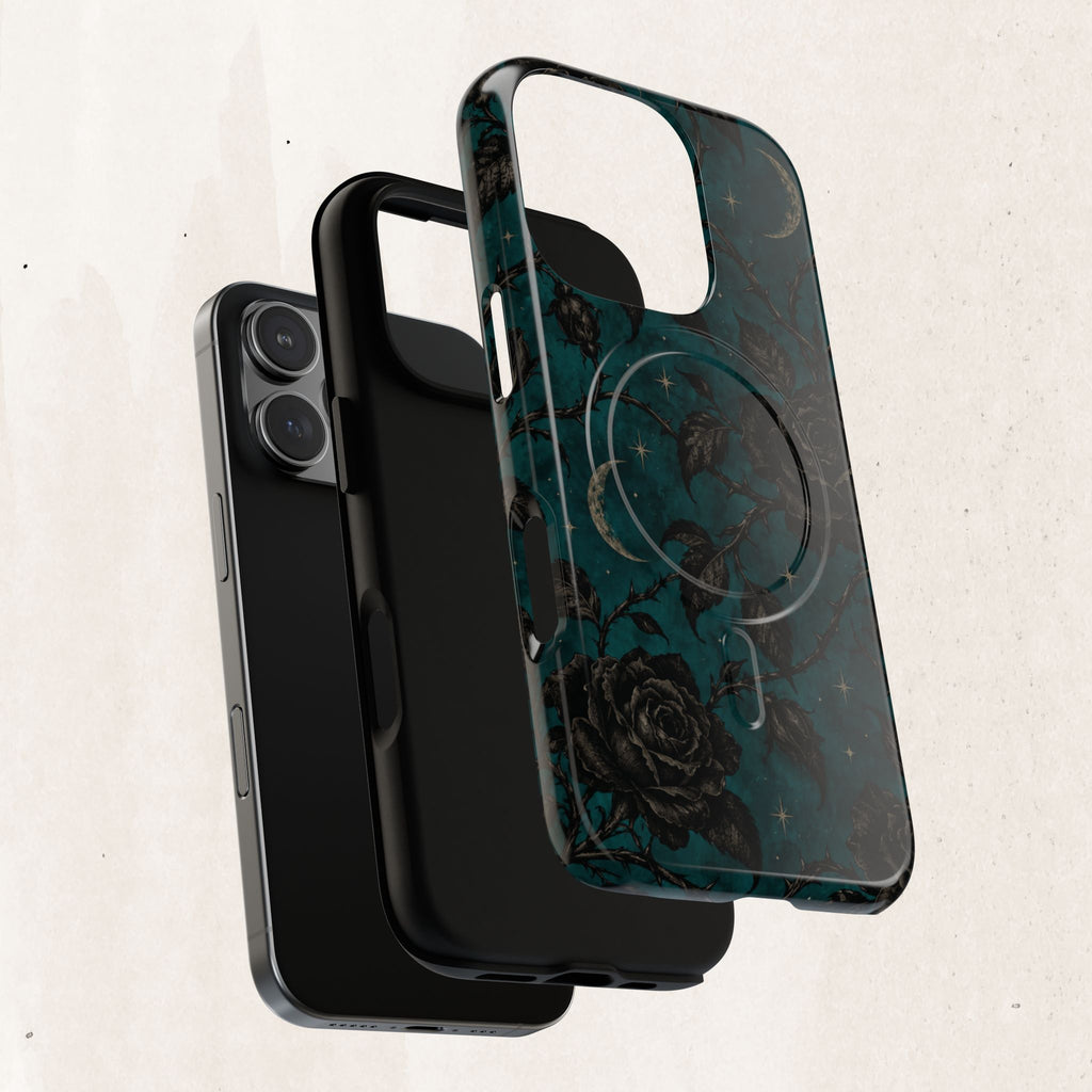Teal Moon & Black Rose Tough Protective Case