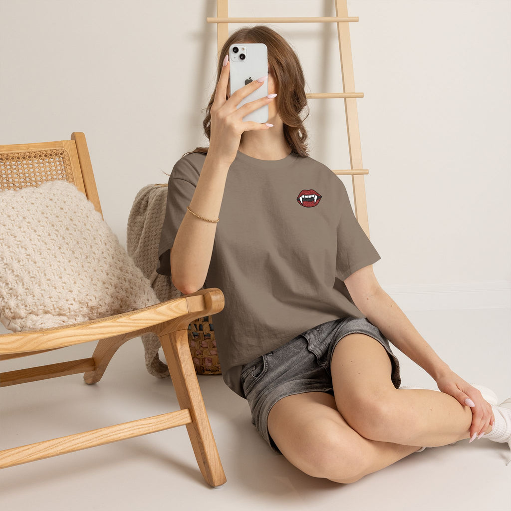 Embroidered Vampire Fangs Tee