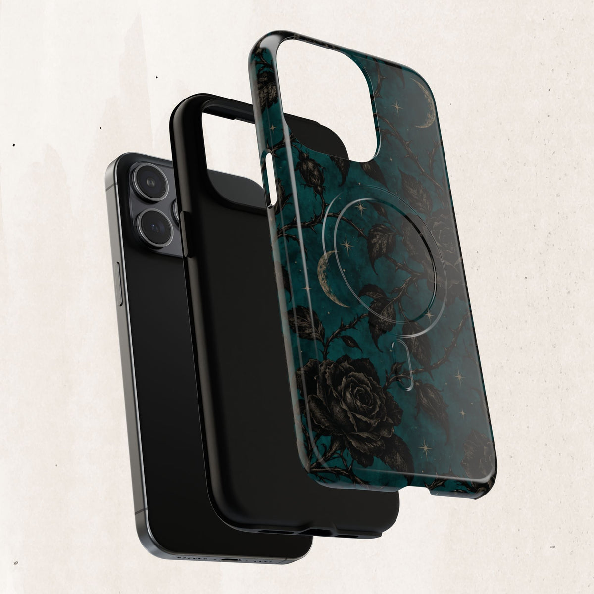 Teal Moon & Black Rose Tough Protective Case