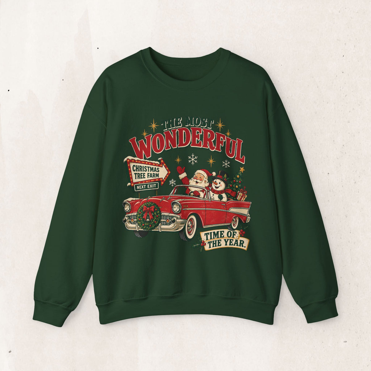 The Most Wonderful Time of the Year Vintage Red Truck Sweatshirt, Retro Christmas Snowman Crewneck