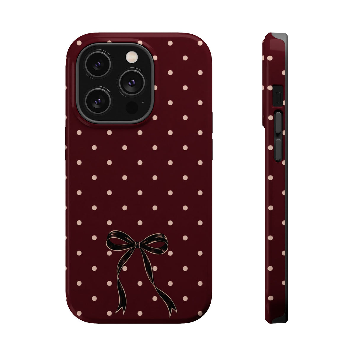 Burgundy Polka Dot Magnetic Phone Case, alternate view