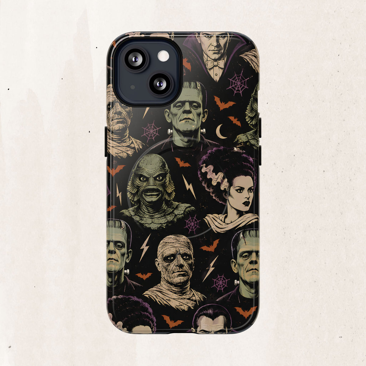 Monster Mash Magnetic Phone Case — Retro Classic Horror Collage