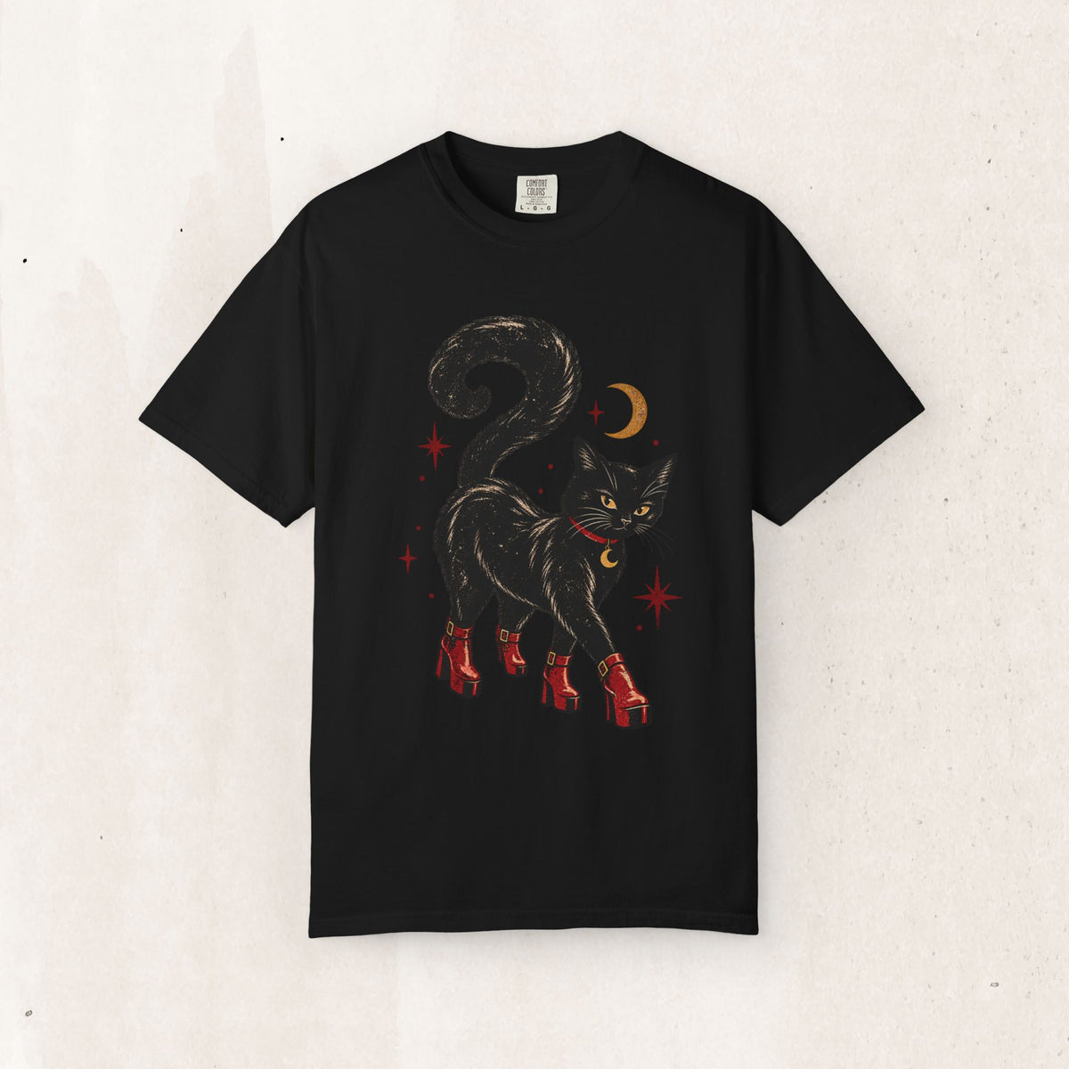 Witchy Cat in Red Boots - Graphic Tee