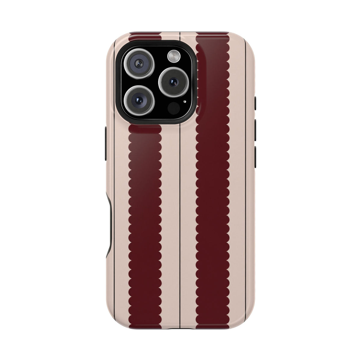 Burgundy Scallop Stripe Magnetic Phone Case, alternate view