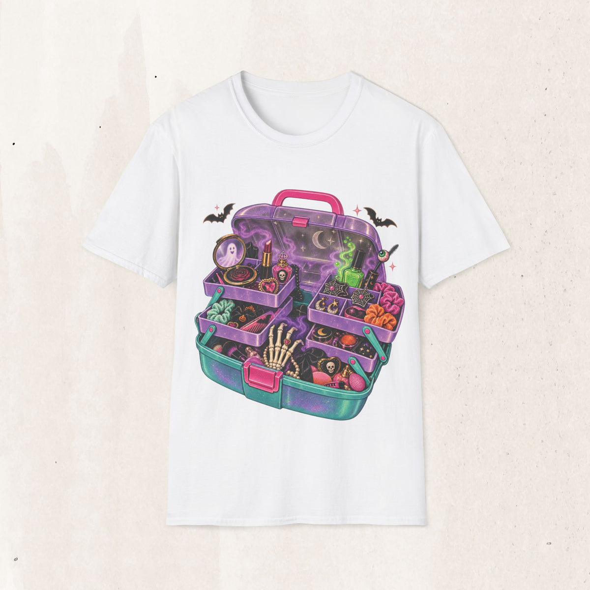 Witchy Makeup Case T‑Shirt — Spooky CABOODLE Kit Graphic Tee
