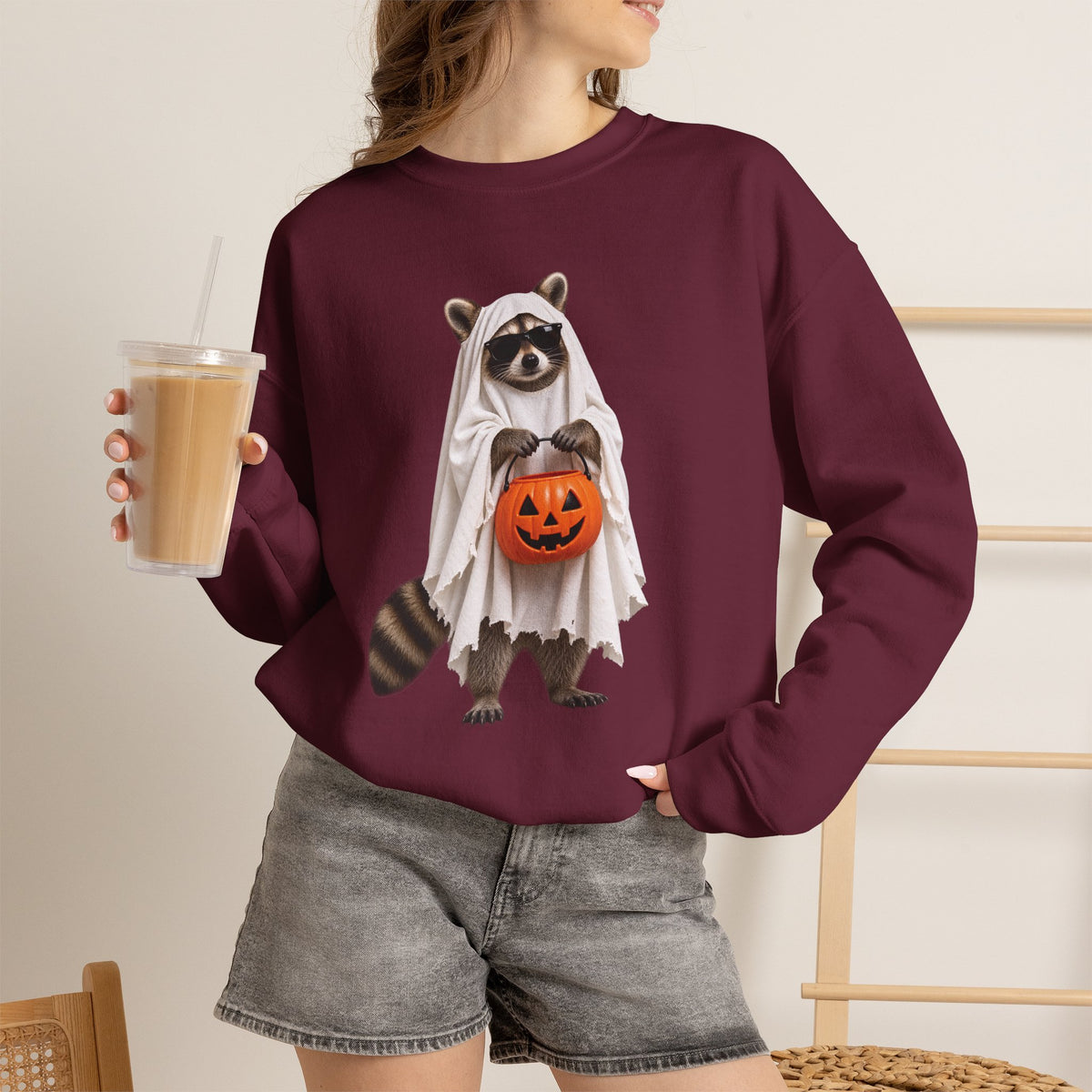Halloween Raccoon Crewneck Sweatshirt
