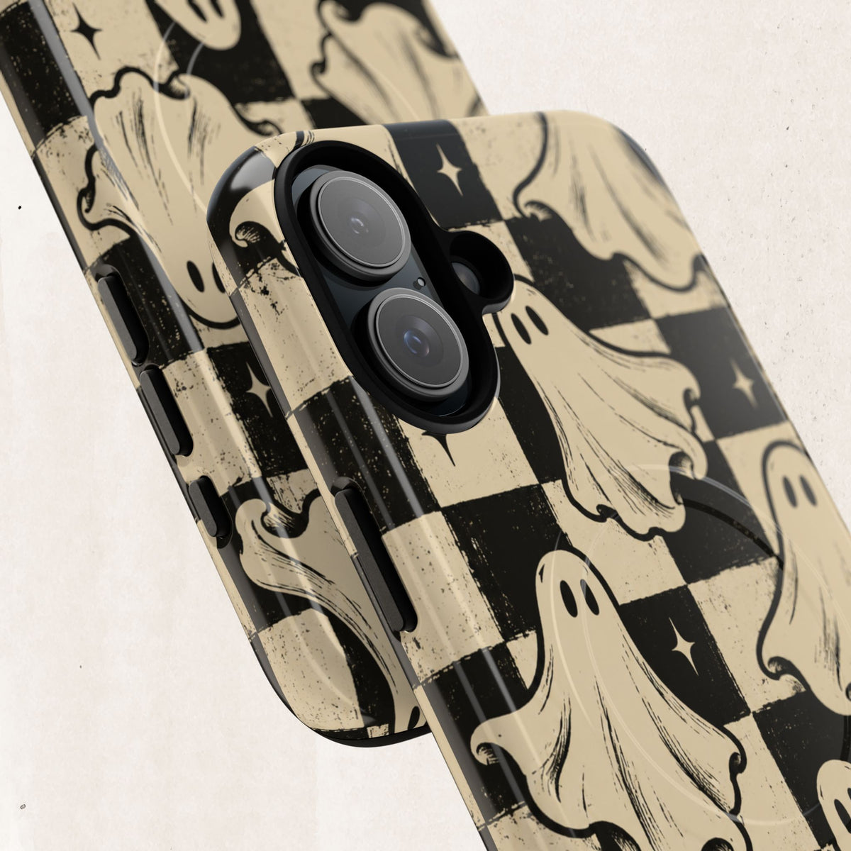 Ghost Checker Tough Magnetic Phone Case — Retro Spooky iPhone Cover Printify