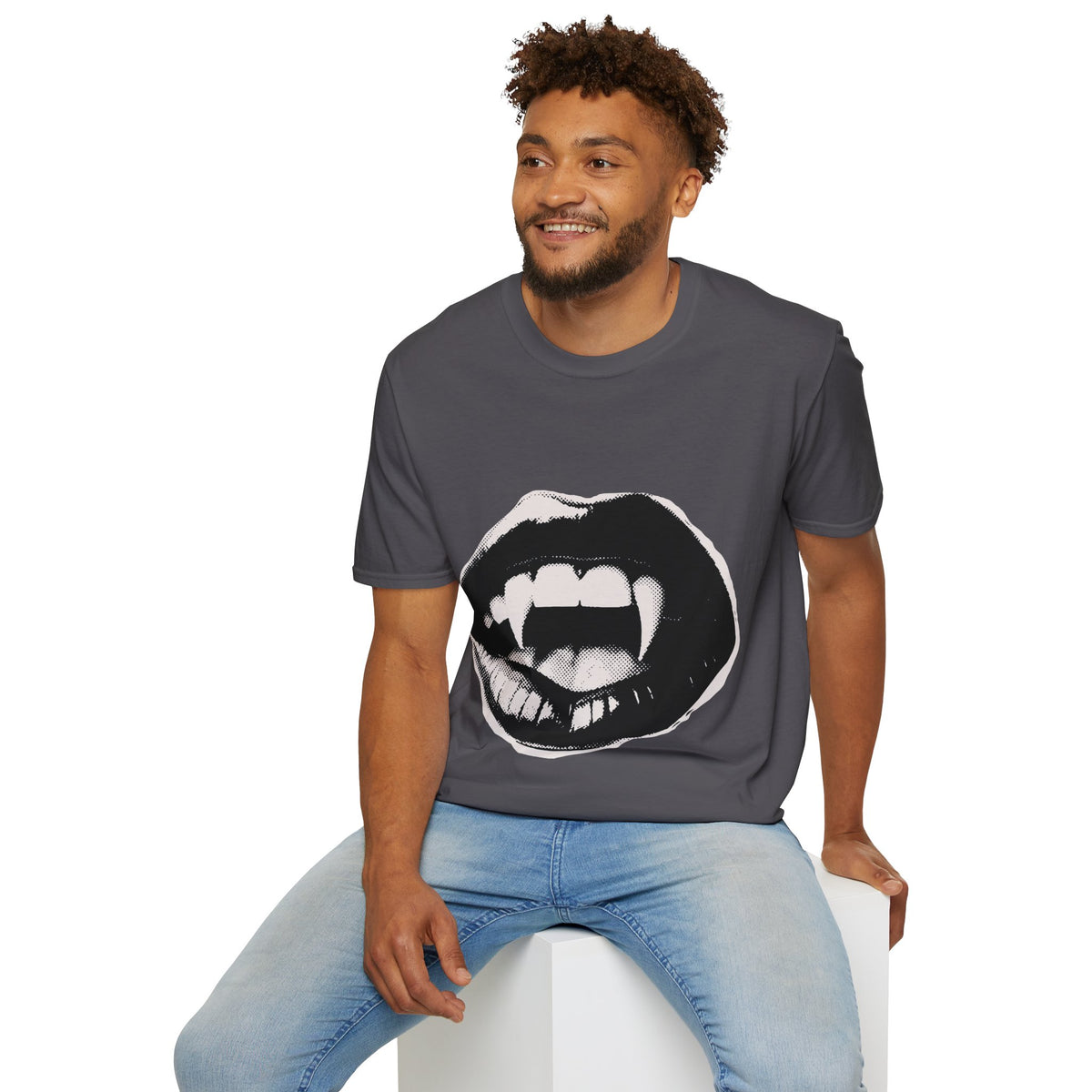 Vampire Fangs Graphic Tee in Charcoal, alternate view
