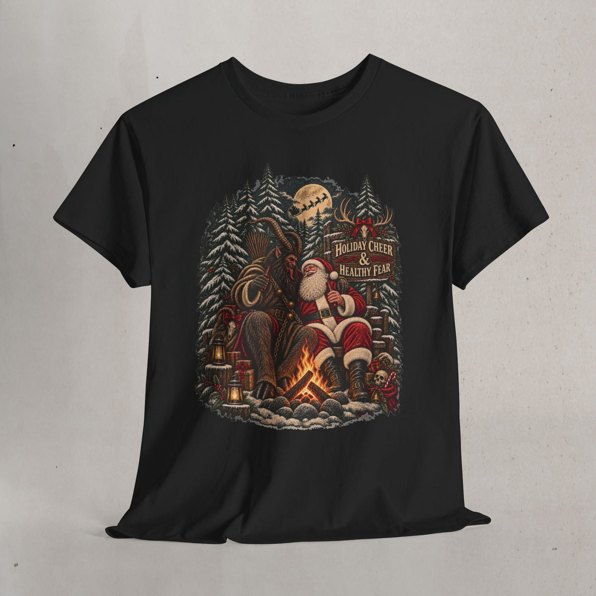 Santa & Krampus Camping Graphic Tee