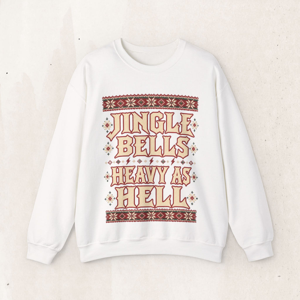 Jingle Bells Heavy as Hell Metal Christmas Sweatshirt – White