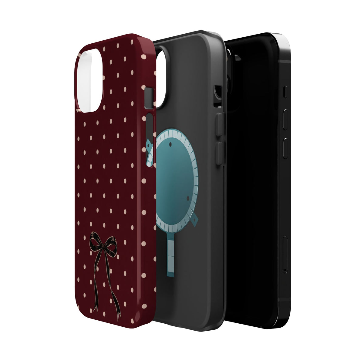 Burgundy Polka Dot Magnetic Phone Case, alternate view